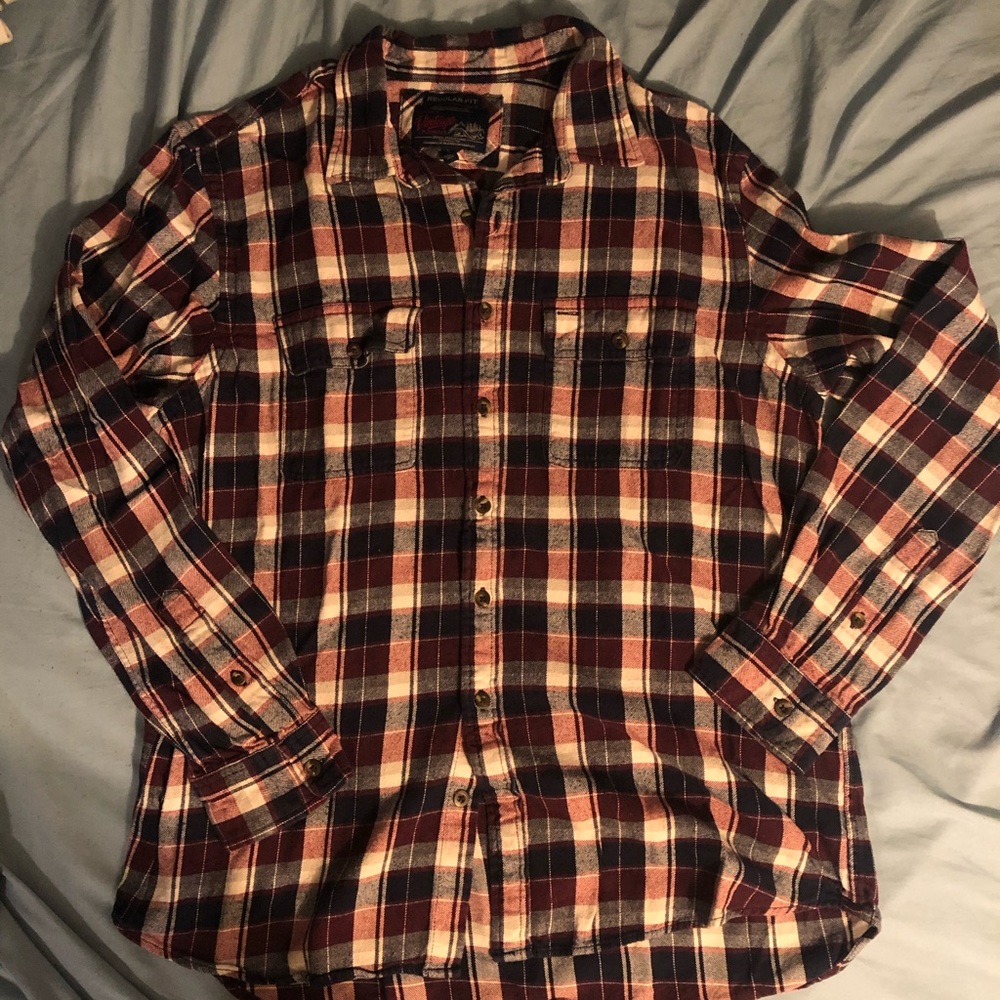 Old Navy Red Plaid Flannel Button Down